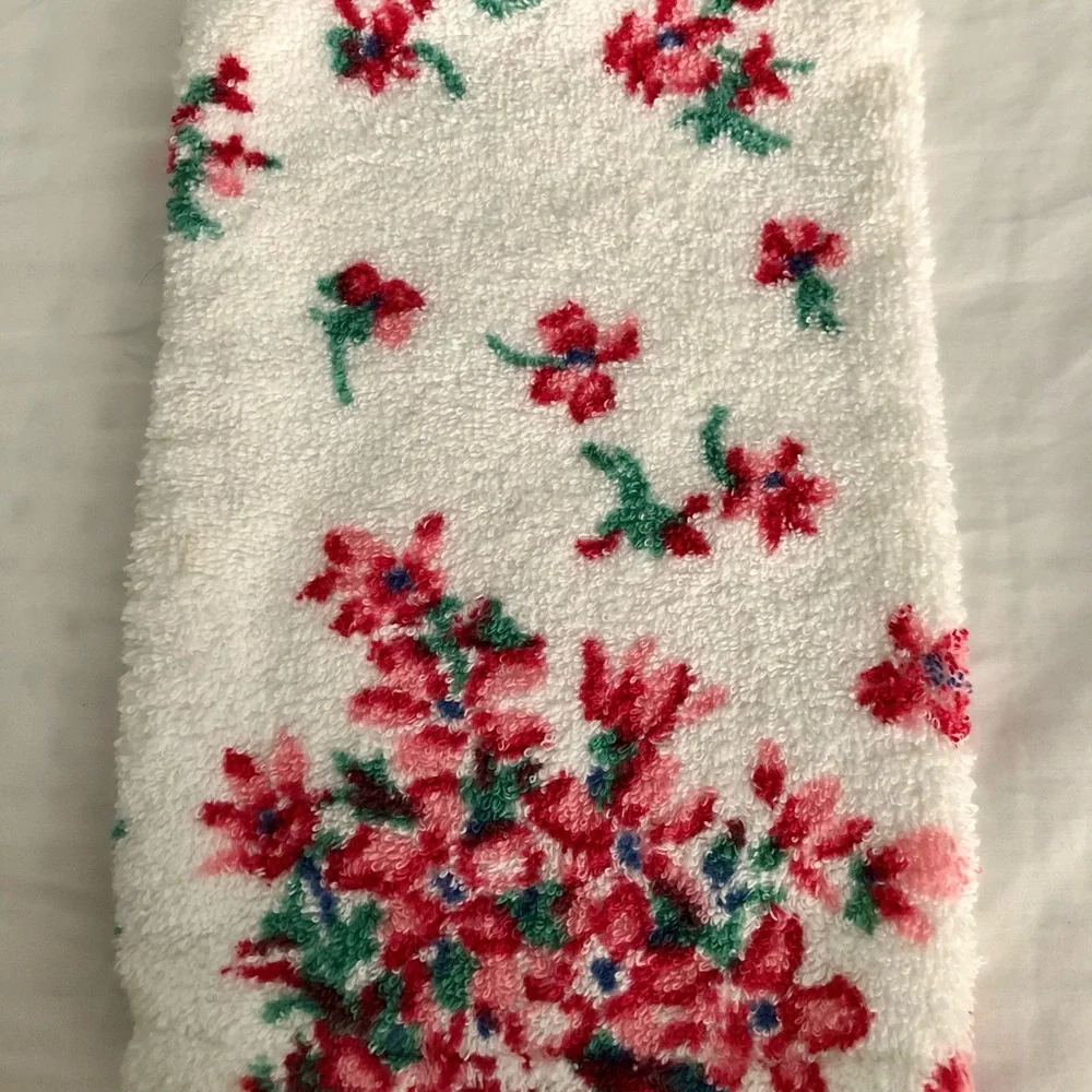 D. Porthault France - Printed Violettes Pink Bath Mitt (discontinued/retired)